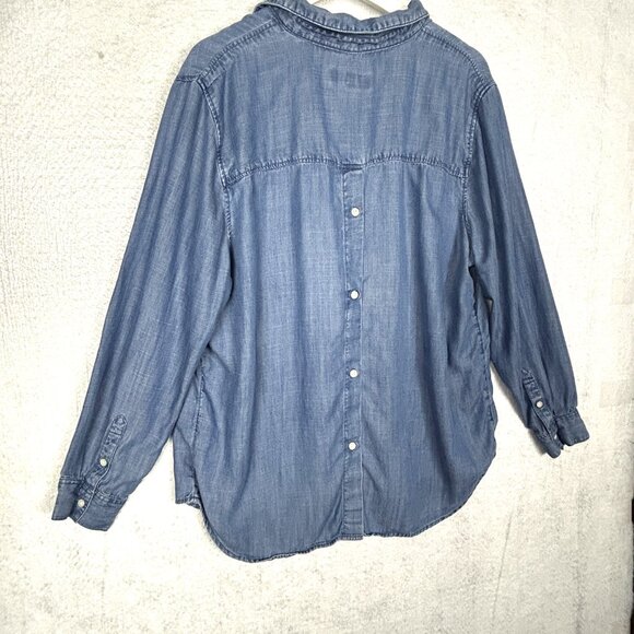 Banana Republic Shirt Womens XL Chambray Boyfriend Fit Button Back Pullover Blue - Picture 6 of 13